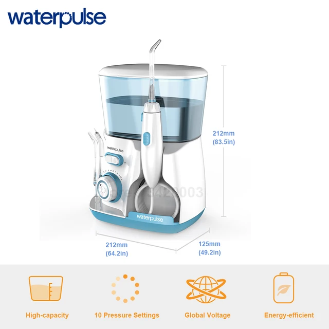 Waterpulse V300G Oral Irrigator 5pcs Tips Dental Water Flosser Electric Cleaner 800ml Oral Hygiene Dental Flosser Water Flossing 6