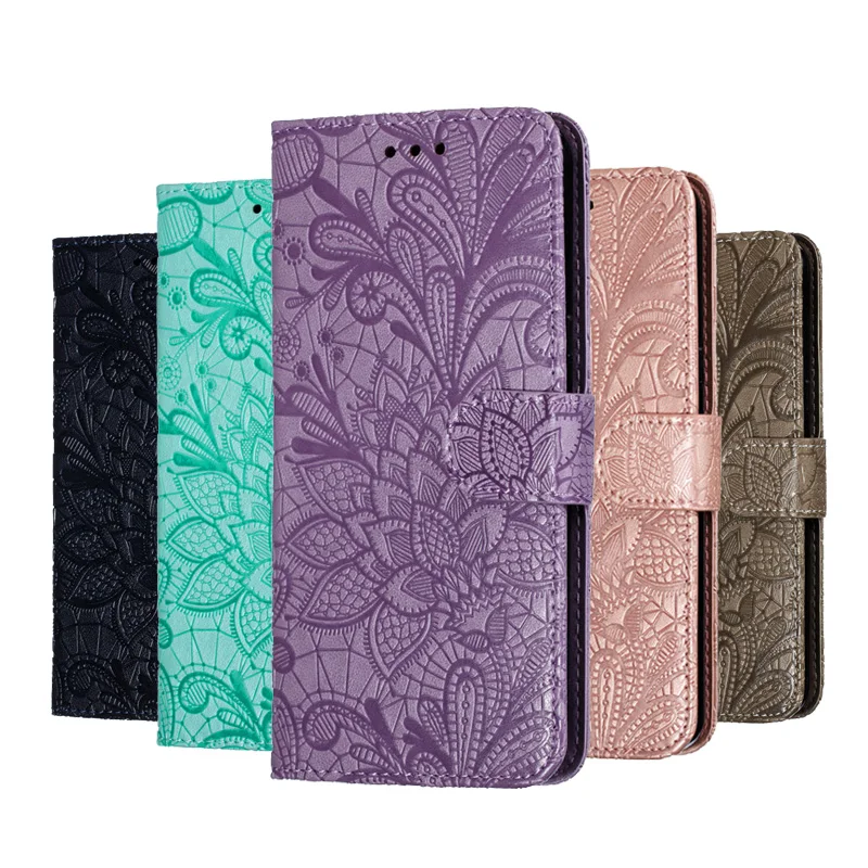 

For Samsung J4 J6 Plus J2 Pro Case Lace Flower Flip Leather Cases For Galaxy A70 A50 A40 A30 A20 A10 E Cover on A20E Wallet Book