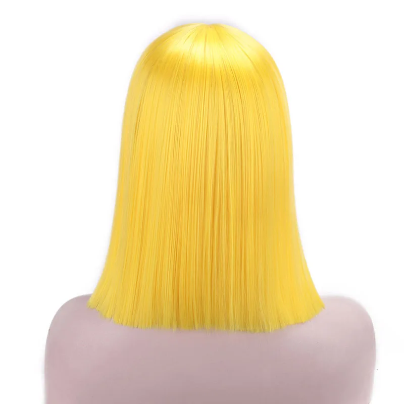 AISI волосы синтетические Омбре серый/Блонд/розовый прямые короткие парики для белых/черных женщин средняя часть природы боб парики - Цвет: yellow