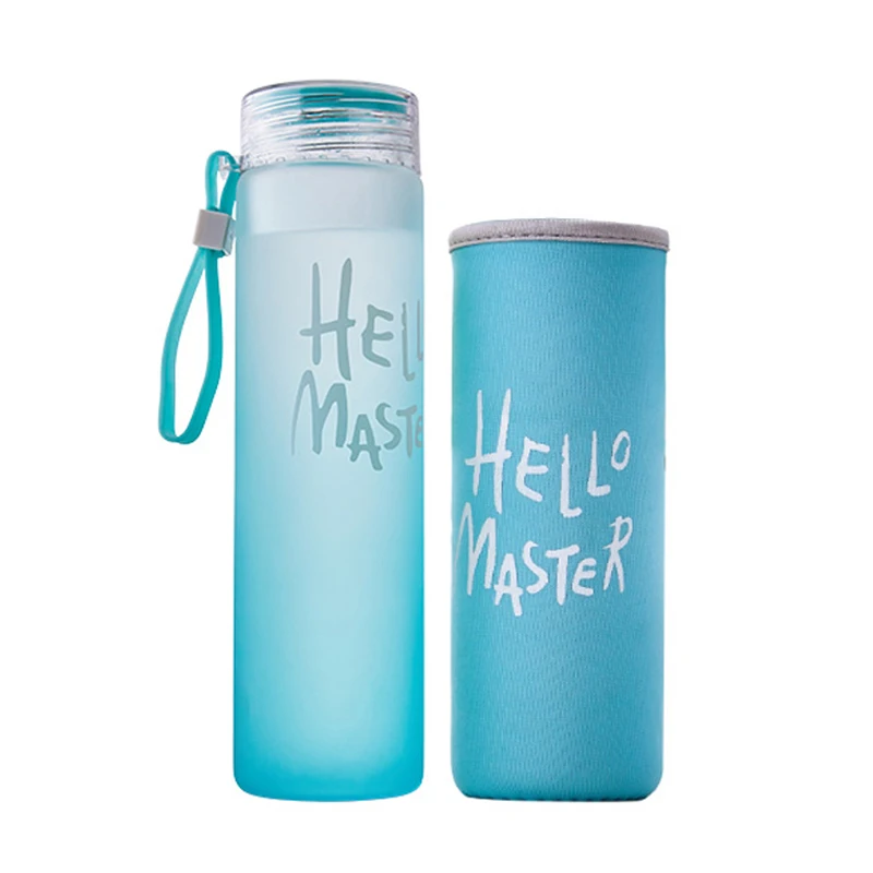 

Glass Water Bottle Colorful My Sport Bottle Portable Water Bottle Glass with Protective Sleeve Gym Tour Travel Drinkware 480ML