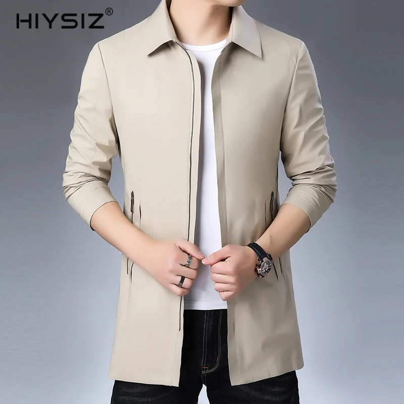 

HIYSIZ Autumn Jacket Men 2019 Casual Streetwear Turn-down Collar Zipper Fashion Trend Male Outwear Mens Brand Clothing 1901