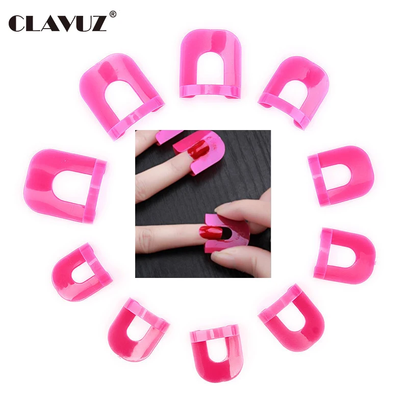 

Clavuz 10pcs/kit Nail Polish Anti-Flooding Edge Nail Form Fringe Guides Plastic Template Clip Nail Finger Manicure Tools Set