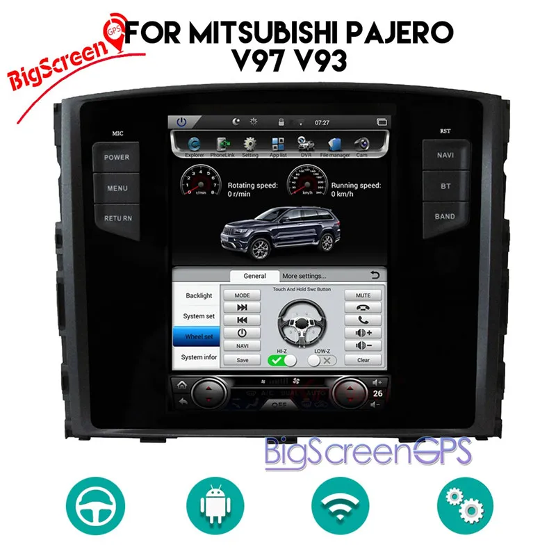 Top 10.4 Inch Tesla style Android 7.1 Car Radio GPS Navi For Mitsubishi Pajero V97 V93 Shogun Montero 2006+ Unit Stereo Satnav 64GB 4