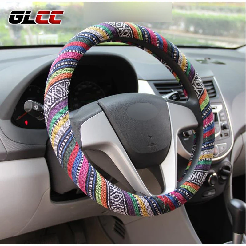 Car Steering Wheel Cover Handlebar Braid Steering Wheel Wrap Natural