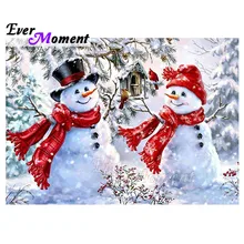 Ever Moment Diamond Painting Picture Of Rhinestone Snowman Scarf Christmas Handmade Full Square Drill Diamond Embroidery 3F1917