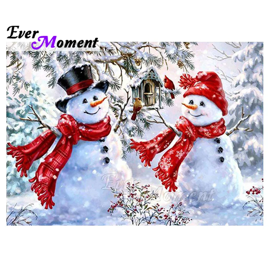 Ever Moment Diamond Painting Picture Of Rhinestone Snowman Scarf Christmas Handmade Full Square Drill Embroidery 3F1917 | Дом и сад