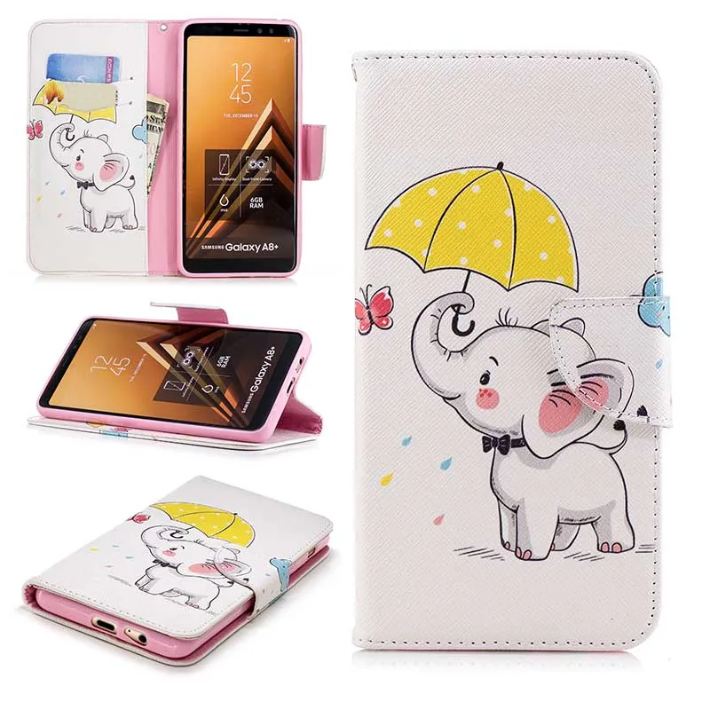 KEFO For Samsung Galaxy A8 Plus A6 Plus 2018 A5 2017 Case New Painting PU Leather Wallet Flip Luxury Book Style Cover Coque Capa (6)