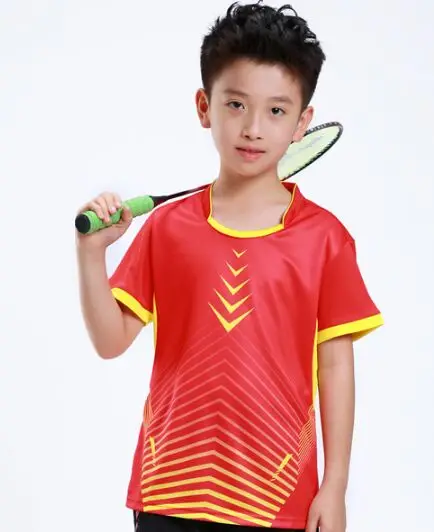 Для мальчиков и девочек бадминтон Джерси, полиэстер теннис учебные одежда футболка, Спортивная быстросохнущая дышащие малыш Бадминтон рубашка Шорты - Цвет: only Red shirt