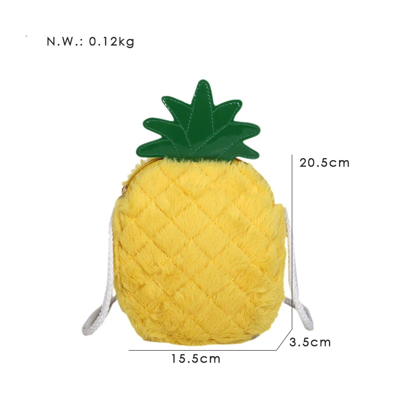 JANESPRI Women Velour CrossBody Bags Pineapple Shaped Box Female Handbags Messenger Bag for Girls Lady Cute Shoulder Bags Bolsas (2)
