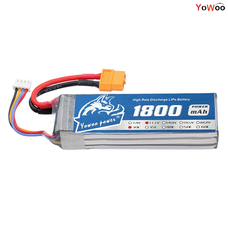 

2PCS YOWOO RC Lipo 3S Battery 11.1v 1800mAh 30C MAX 60C Blade 400 3D TREX For RC Drone AKKU Helicopter Quadlicopter Car Airplane