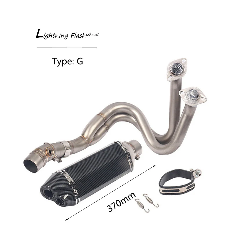 For- Kawasaki Z650 Ninja 650 Exhaust System Motorcycle Header Mid Link Pipe Slip On 51 mm Escape Exhaust Pipe