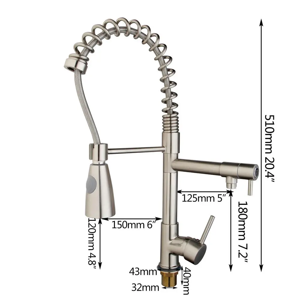 HELLO Kitchen Sink Vessel Faucet Tap Faucet Nickel Brushed Swivel 360 Degree Kitchen Mixer Tap Pull