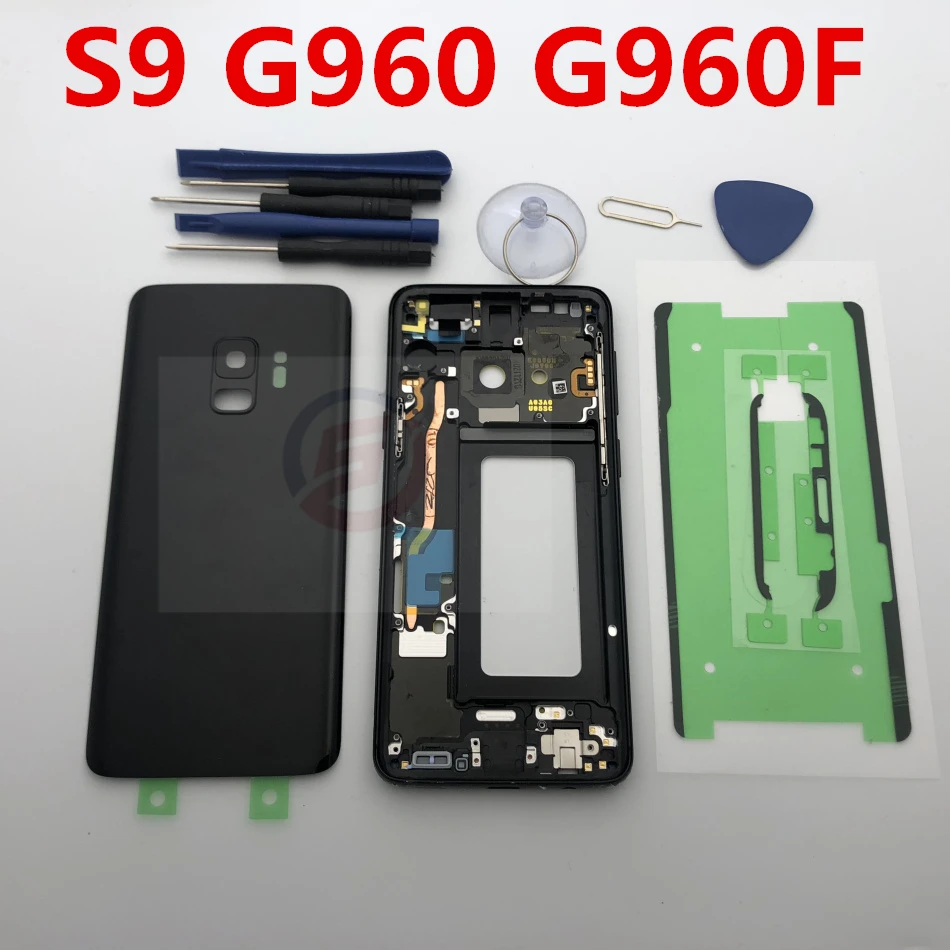 S9 полный Корпус чехол задняя крышка батарейного отсека+ средняя рамка для samsung Galaxy S9 G960 G960F SM-G960F полные части
