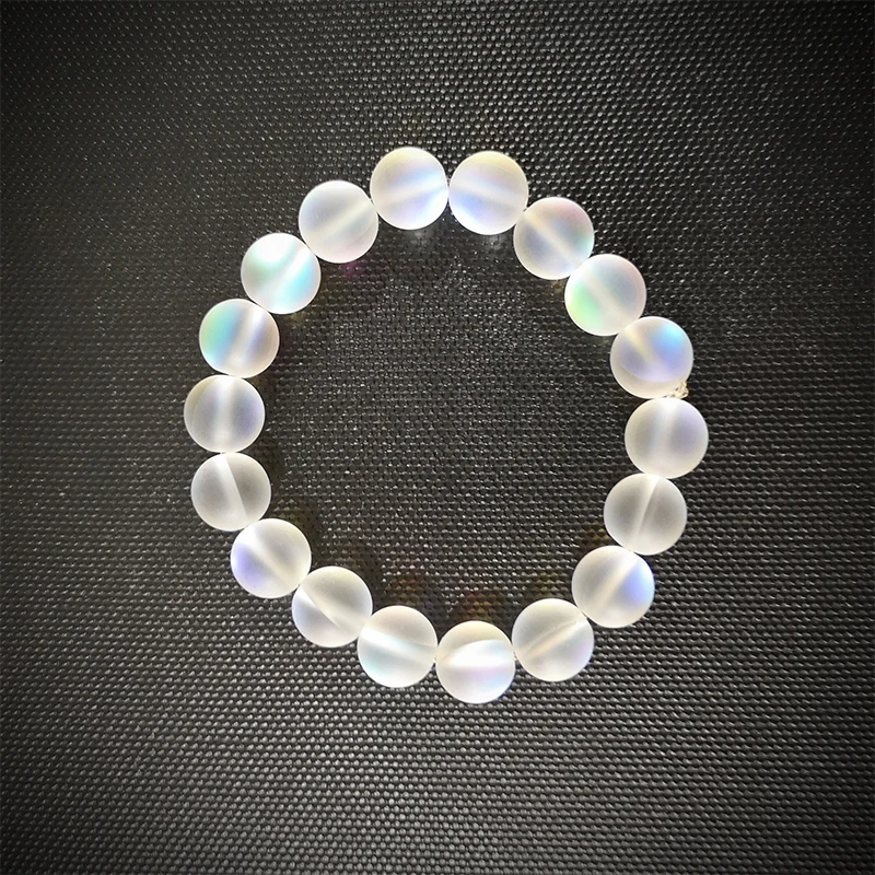 

Trendy Natural Stone Love Transparent Flash 10mm Bead Bracelet Vintage Charm Round Chain Beads Bracelets Jewelry For Women Gift