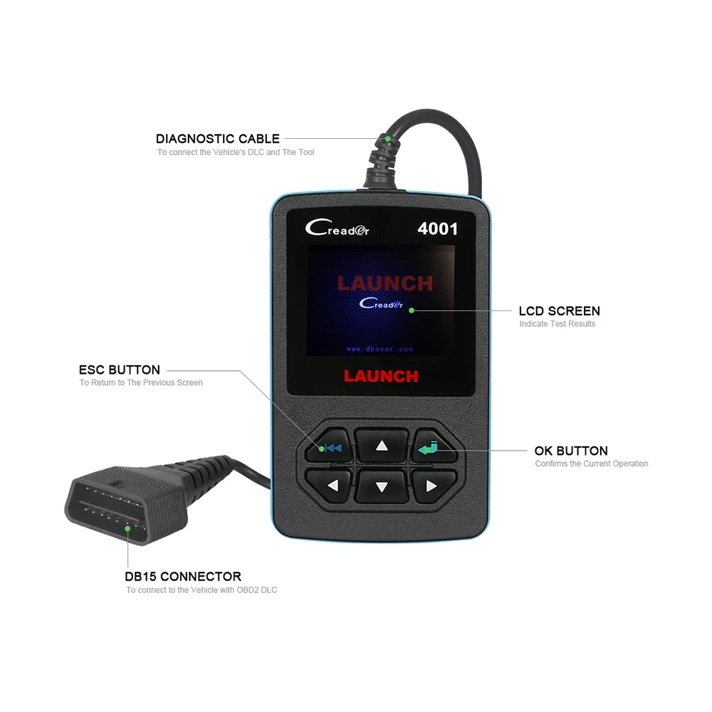 LAUNCH CReader 4001 OBDII/EOBD сканер для чтения кодов Поддержка многоязычного CR4001 диагностический инструмент специфические DTCs такие же, как AUTEL AL319