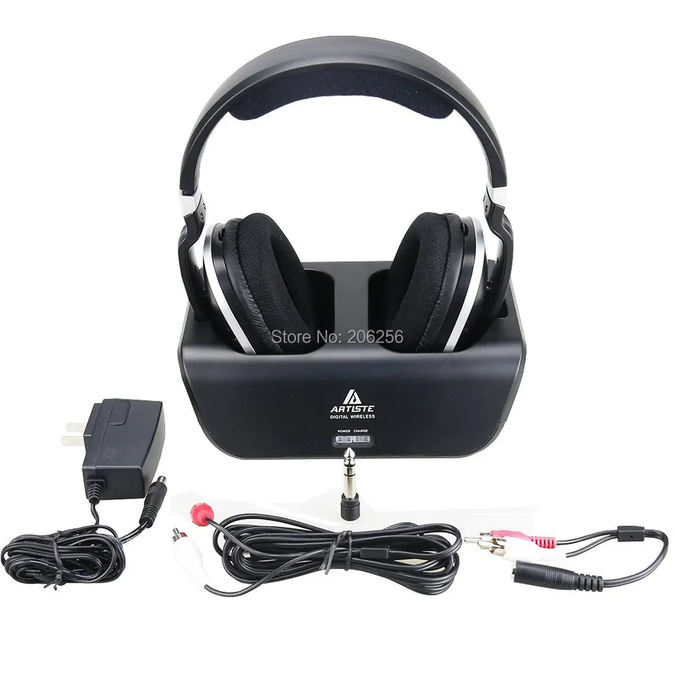 Wireless Tv Headphones Artiste Adh300 2.4ghz Digital Over ear Stereo Headphone For Tv 100ft Distance Transmitter Charging Dock Earphones