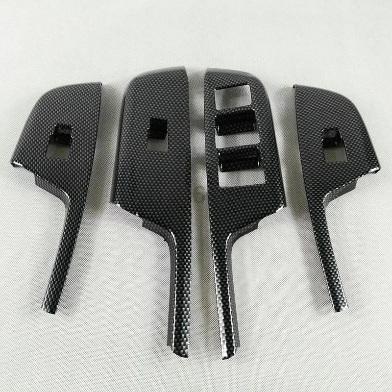 Carbon Fiber Для Honda City LHD ABS Chrome углеродного волокна двери внутренняя подлокотник Выключатель стеклоподъемник боты ручка отделкой стикеры 4 шт - Название цвета: Carbon Fiber
