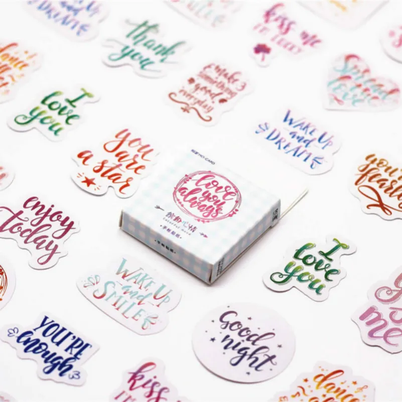 45 Pcs/Pack Kawaii Cute leave word Pattern Decoracion Journal Stickers Scrapbooking Stationery Student Office Supplies