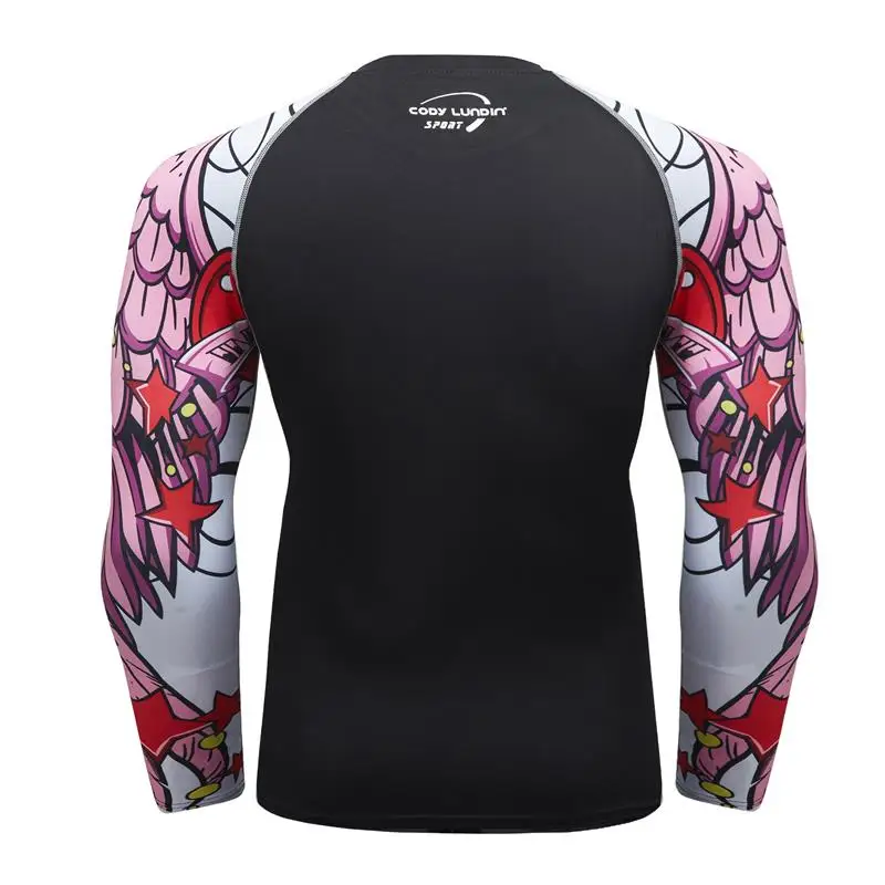 Мужская компрессионная рубашка 3D Подростковая с длинным рукавом для велоспорта фитнеса Мужская Спортивная основа слой ММА колготки Джерси брендовая одежда