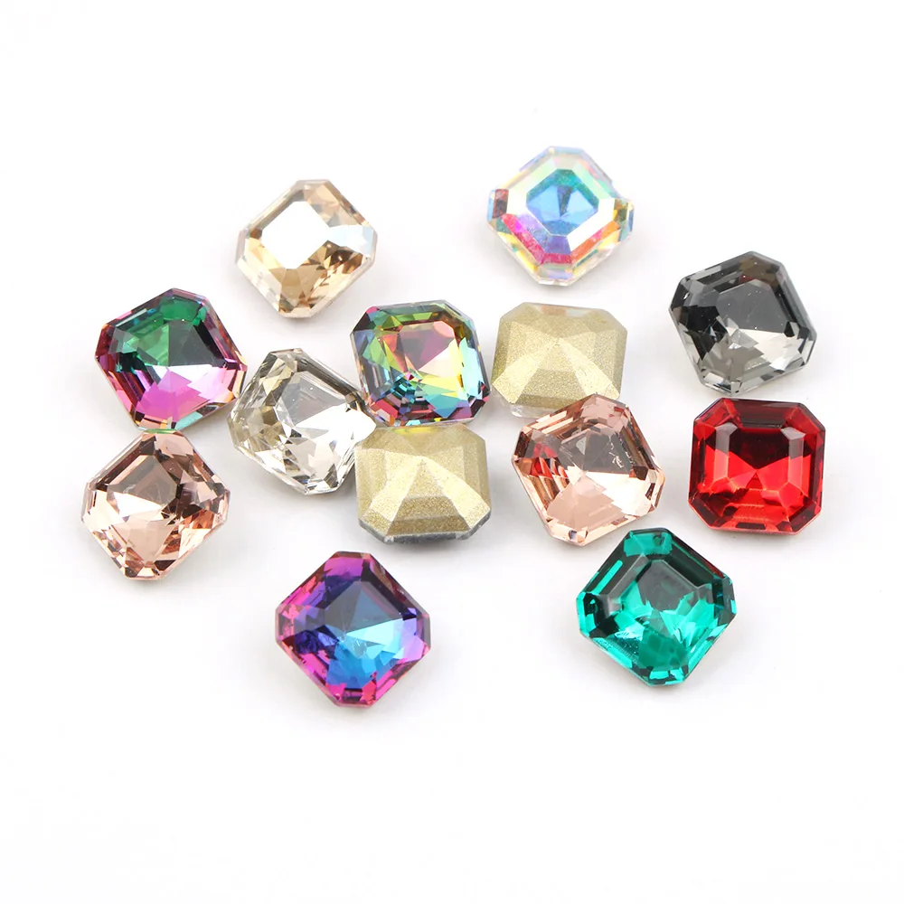 30/100pcs Mix Color Nail Art Rhinestones Square Octagon Crystal Shiny 3D Strass Gem Stone Manicure  - 32992389939