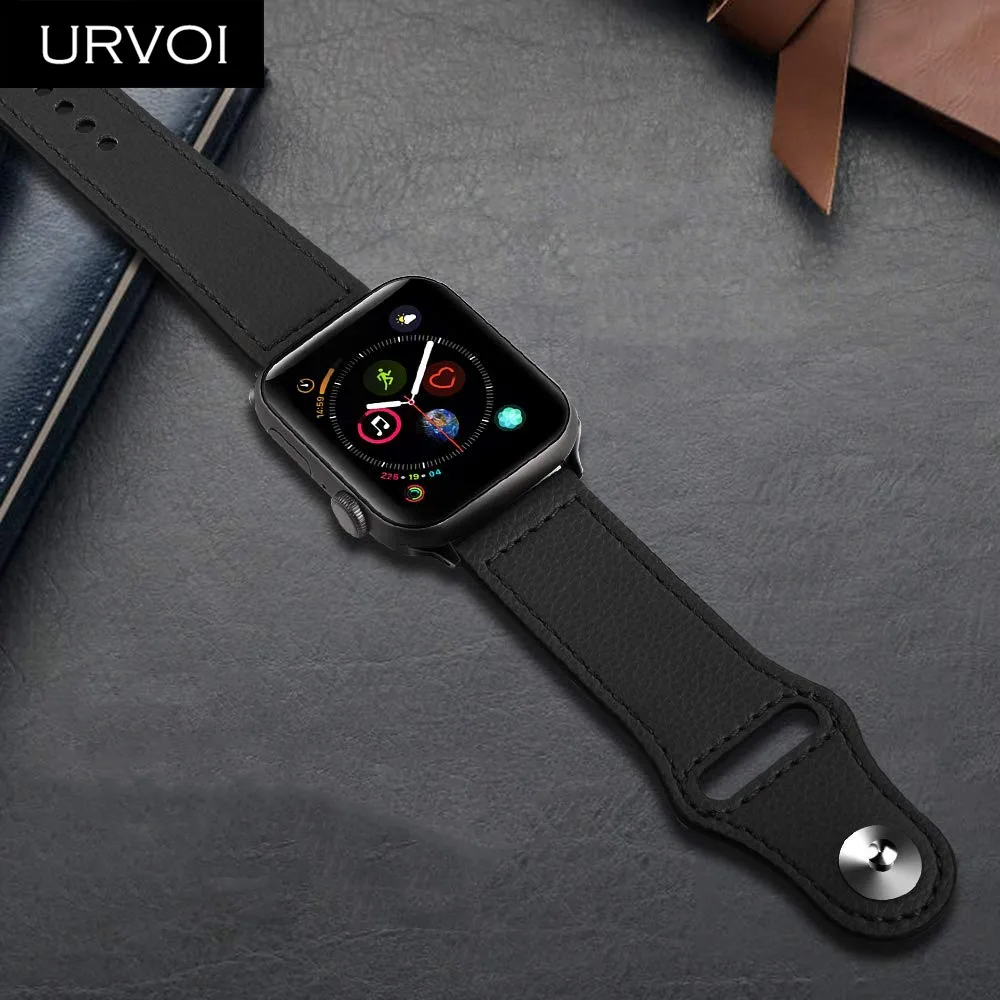 URVOI ремешок для apple watch series 5 4 3 21 спортивный дизайн настоящий Свифт кожаный ремешок для iWatch на запястье Булавка И Застежка ручной работы