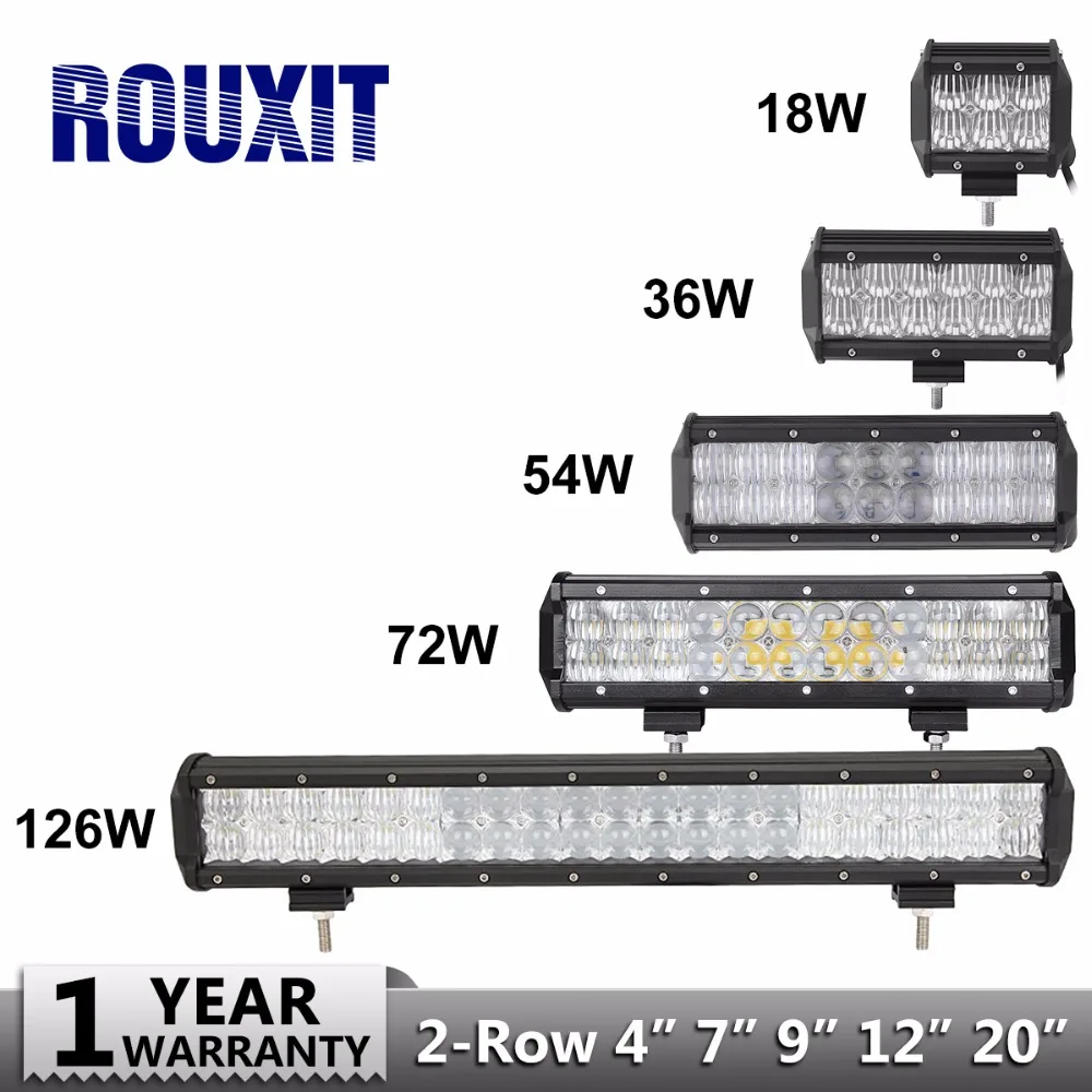 

4 7 9 12 20 inch 72W 126W 54W 36W 18W OffRoad LED Work Light Bar for Tractor Boat Truck SUV ATV UAZ Spot Flood Combo Beam 12V