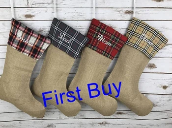 

20pcs/lot hot selling 4 colors Best Selling Monogram Burlap Christmas Stockings