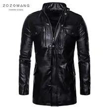 Весенняя Мужская качественная кожаная куртка средней длины, ретро мотоциклетная куртка, теплая и ветрозащитная куртка из искусственной кожи, Siz 5X