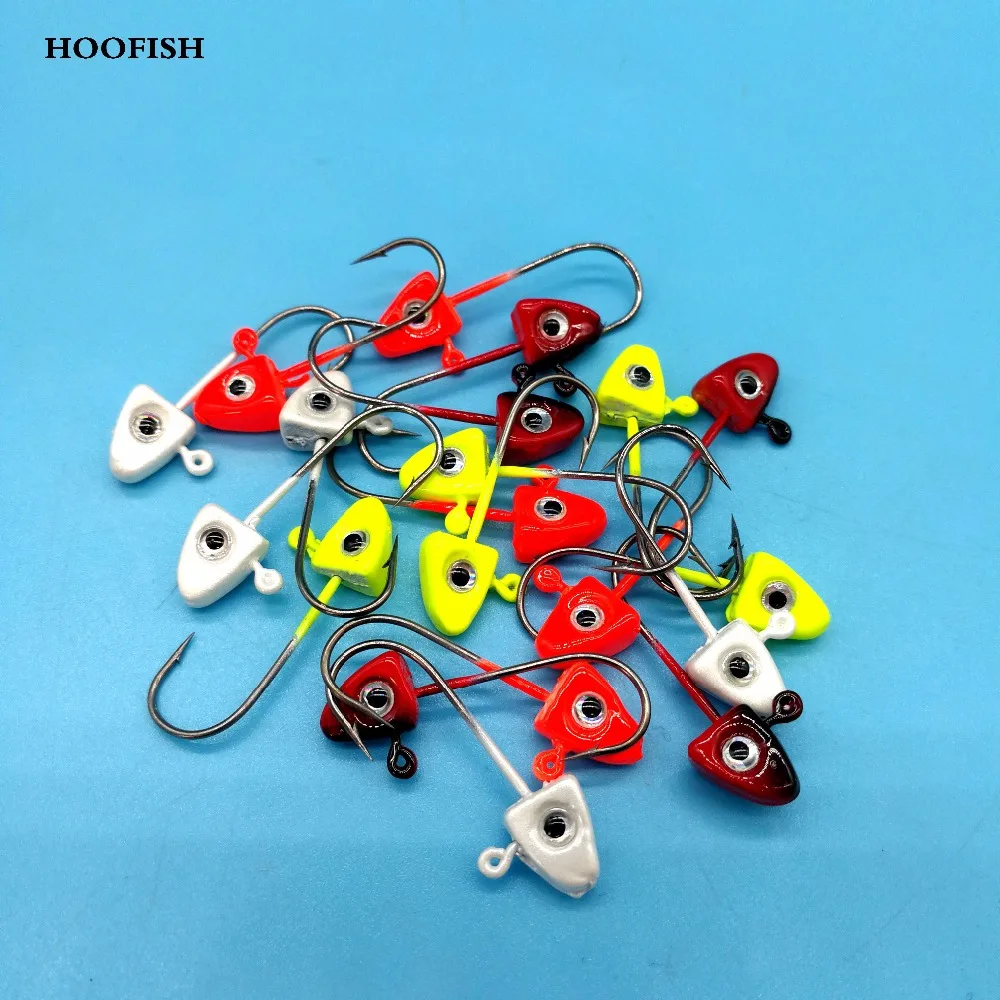 HOOFISH 20PCS/LOT jig head hook soft bait hook 1.5g/2.6cm 4colors Fish