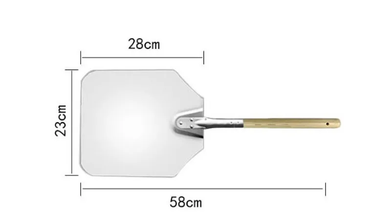 Складная 58 см Алюминиевая Лопата для пиццы с деревянной ручкой, серебряная сыроварка, лопата для торта, квадратная Лопата для пиццы, посуда для выпечки - Цвет: W23xL58cm