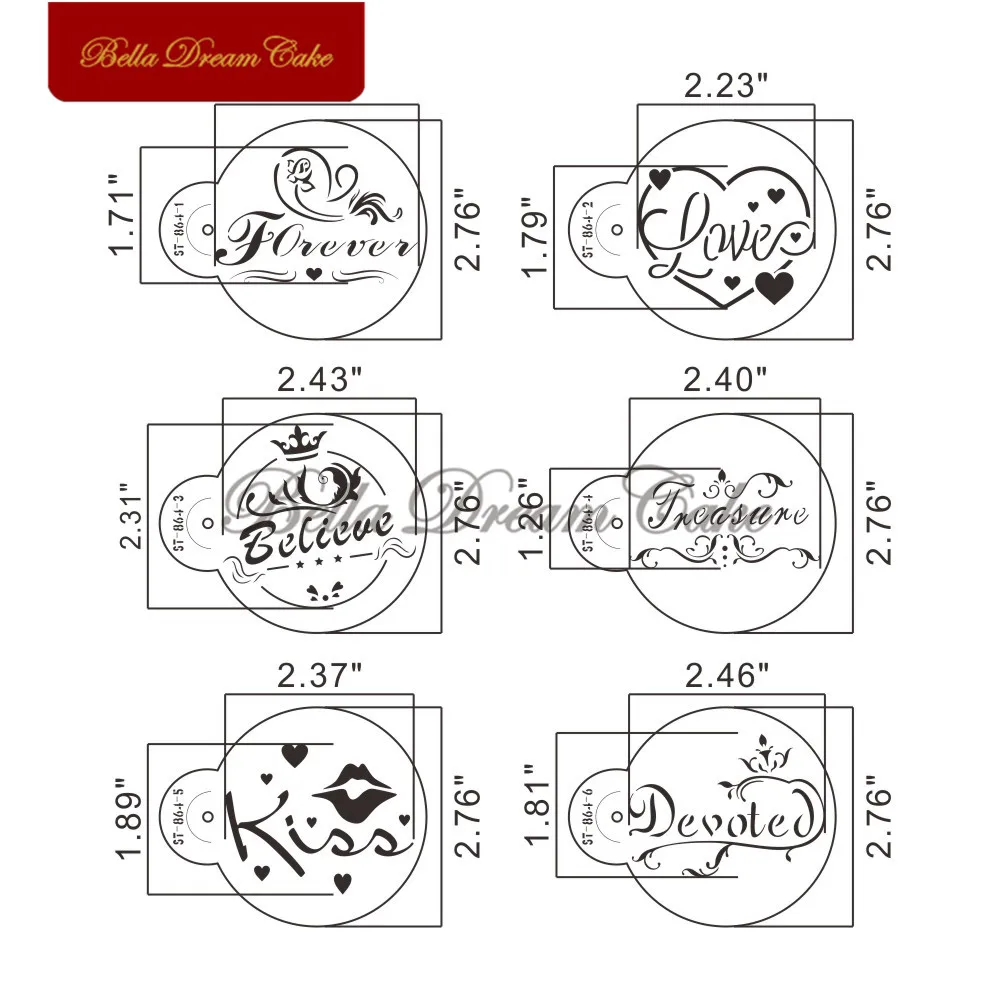 6 шт./компл. трафарет для печенья на День святого Валентина серии любовь навсегда торт трафарет свадебный торт и кекс Отделка Инструмент