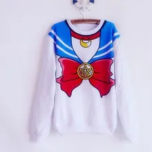 30 шт./лот FedEx Быстрая Сейлор Мун толстовки Толстовка для женщин Kawaii 3d цифровой принт Топ хлопок леди Повседневный Топ