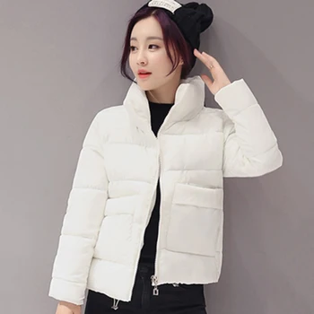 

2018 Autumn Winter Women Cotton-Padded Jacket Coat Fashion Lady Zipper Stand Collar Bread Coat Female Wadded Parkas Jacket F699