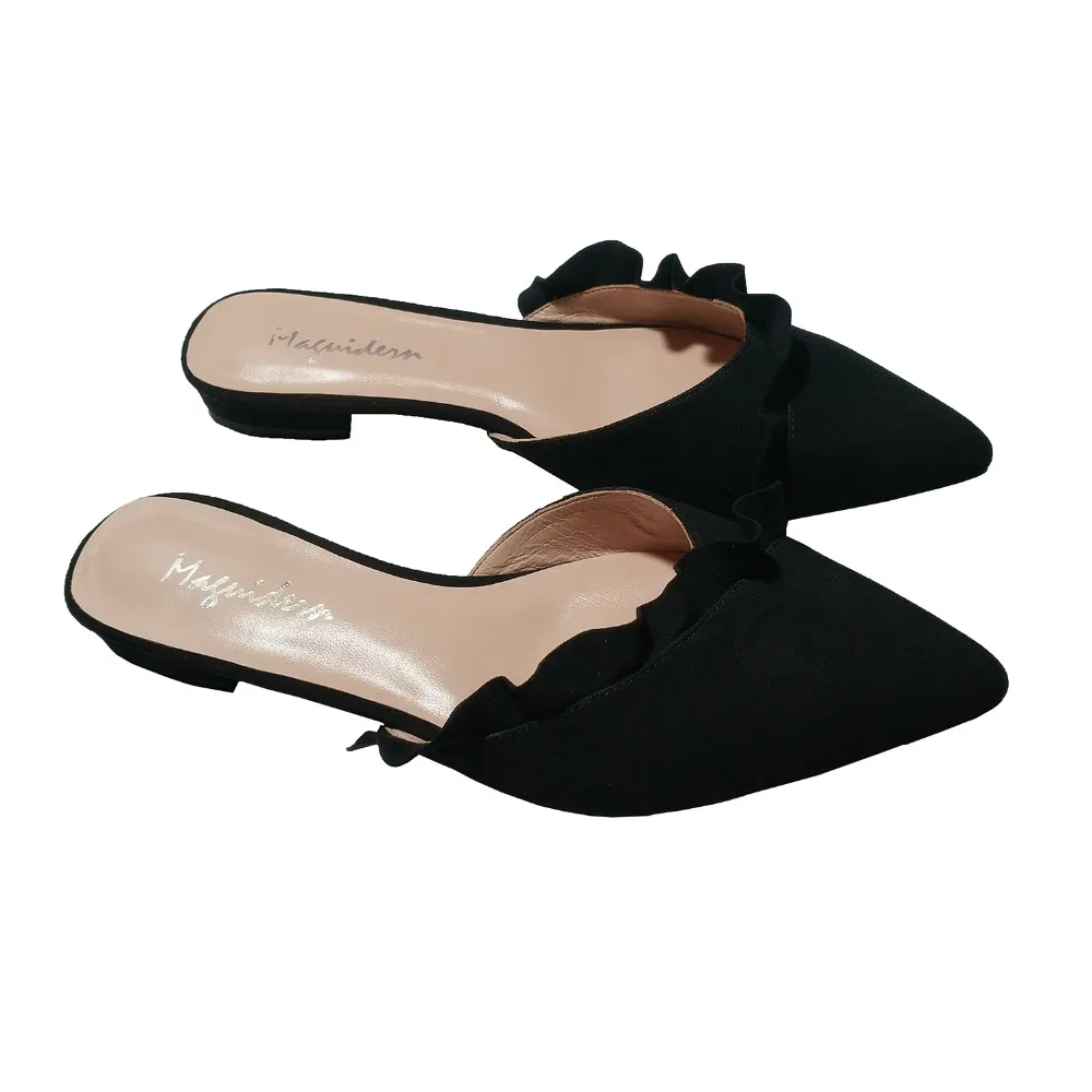Maguidern Ruffle Trimmed Slides Backless Slippers_7