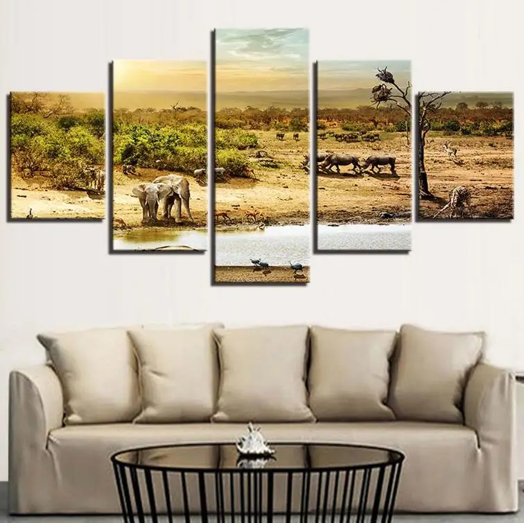 

zhuistar 5pcs 5D DIY Diamond Painting African Forest Elephants Embroidery Full Square Diamond Cross Stitch Rhinestone Mosaic