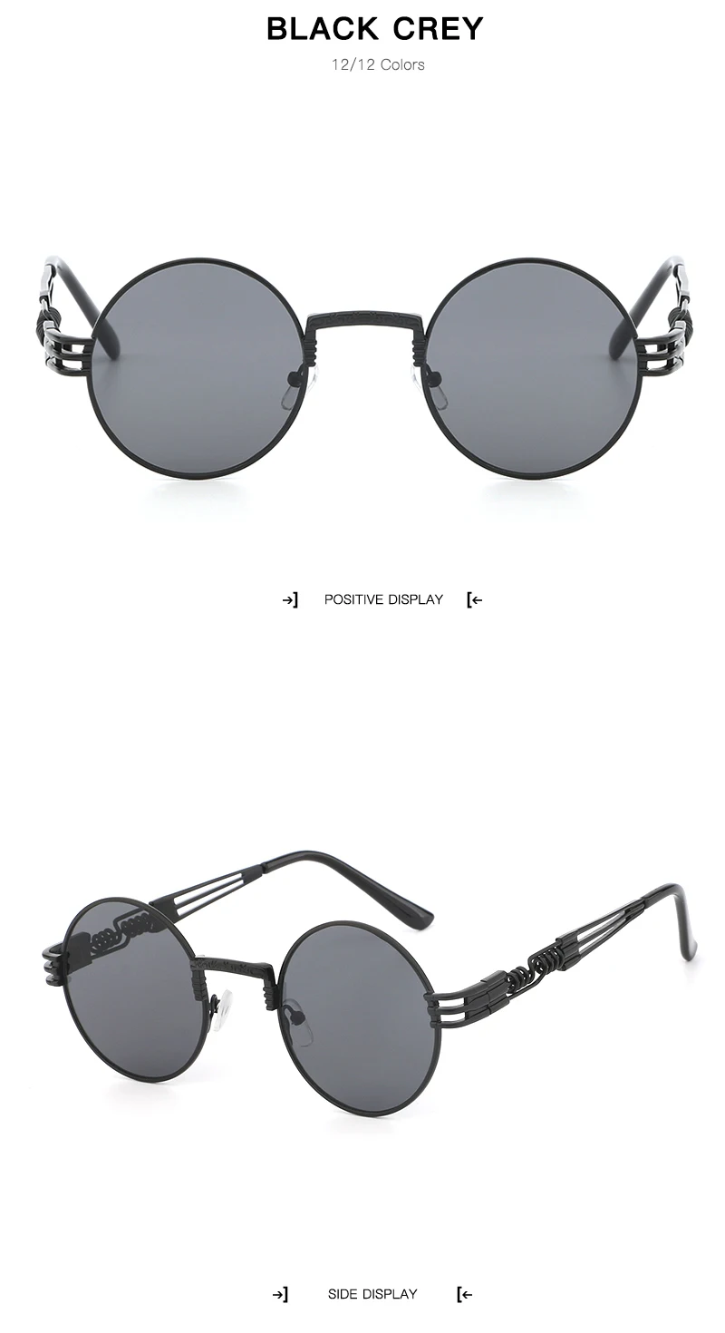Винтажные Круглые Солнцезащитные очки женские стимпанк брендовые дизайнерские солнцезащитные очки модные роскошные солнцезащитные очки
