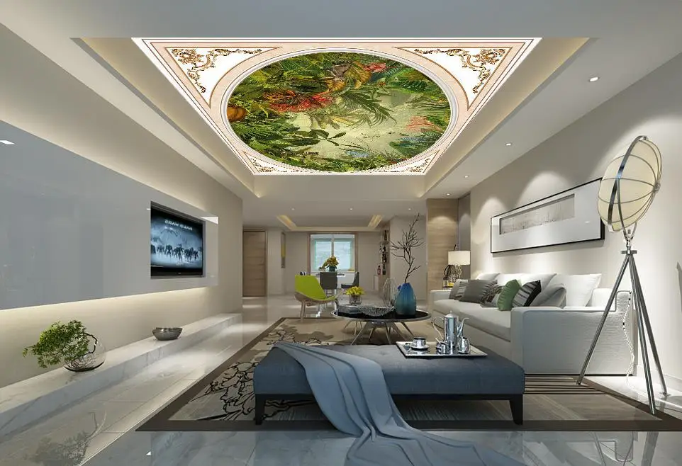 custom 3d ceiling murals Tropical plants large wall murals ...