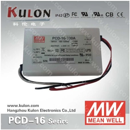 

16W 1050mA Meanwell PCD-16-1050 constant current LED power supply AC dimmable 3 years warranty