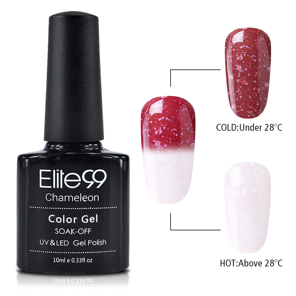 Elite99 10 мл Снежный термальный Гель-лак для ногтей меняющий Цвет замочить от УФ светодиодный Гель-лак Гибридный лак штамповочный клей - Цвет: 9702