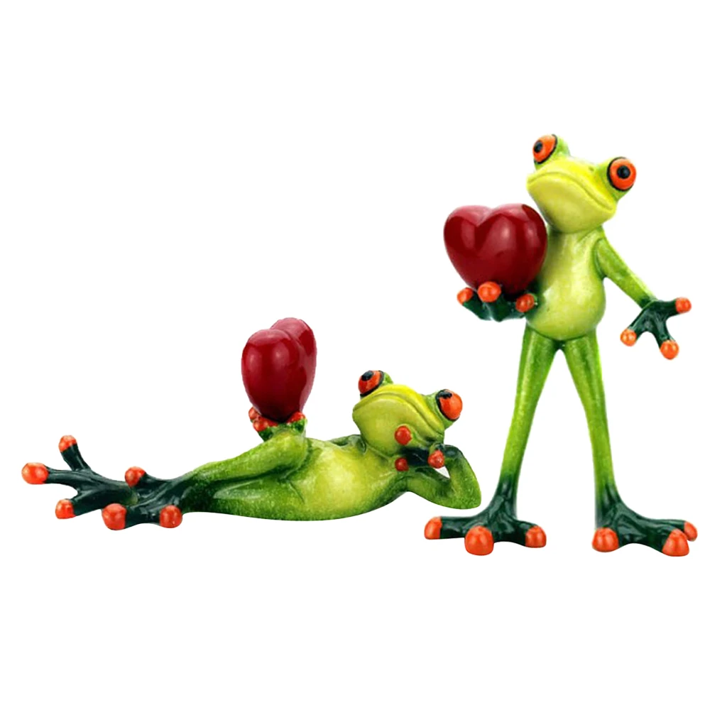 

2pcs Animal Frog Fairy Garden Figurines Micro Landscape Home Decoration Accessories Birthday Gift Souvenirs
