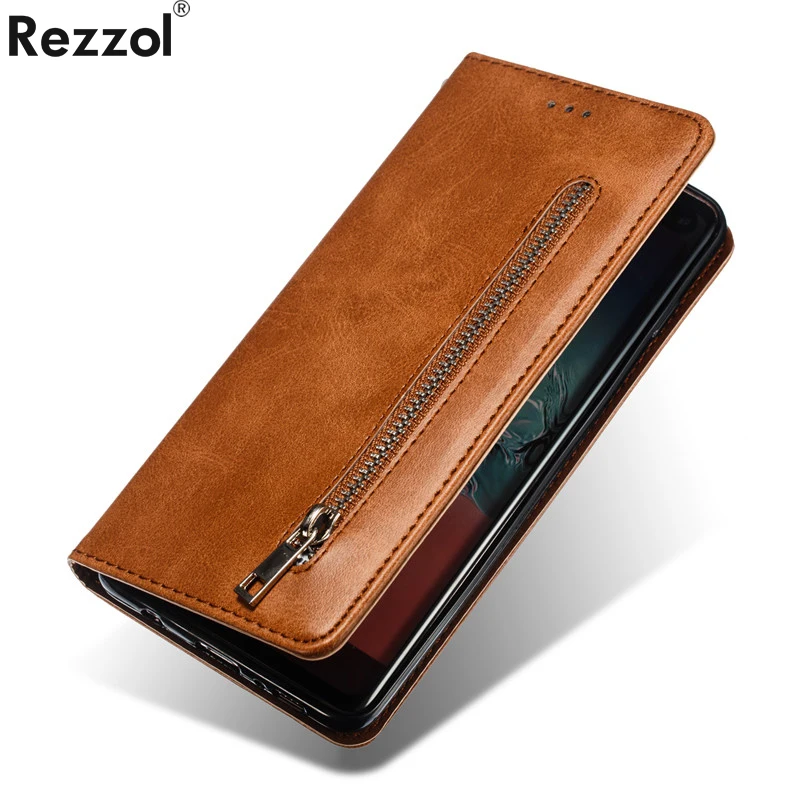 

Leather Zipper Flip Case for Samsung Galaxy S10 5G A70 A50 A40 A30 Note 9 8 S10e S9 S8 Plus S7 edge Magnetic Wallet Holder Cover