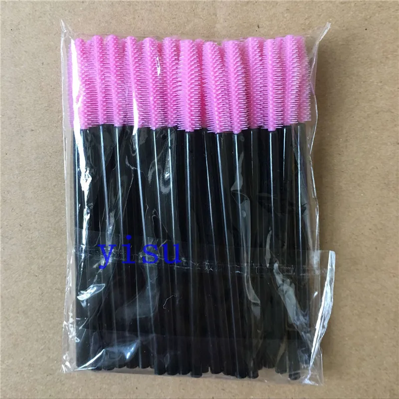 

Popular eyelash brush professional silicone head lash brush pack 500 pieces women make up tools black tower shape
