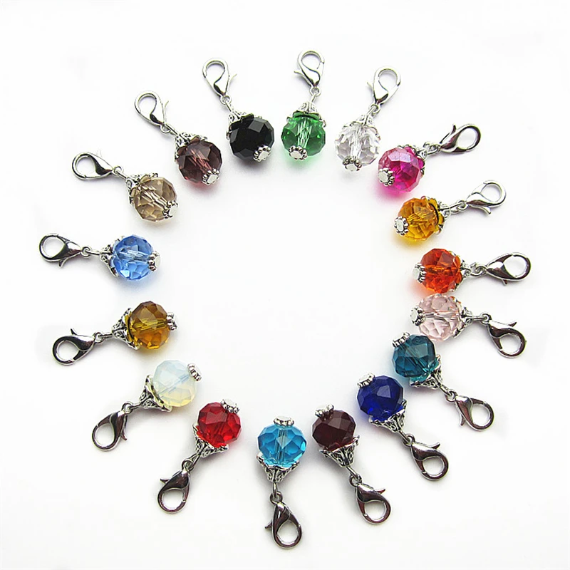 January-December 12 Months Colors Birthstone Crystal Happy Birthday Heart  Charms For Charm Bracelets Necklace