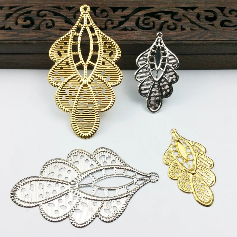 

20pcs Filigree flower Wraps Metal Charms For Embellishment Scrapbook DIY Jewelry Metal Craft Wraps cosplay Accessories