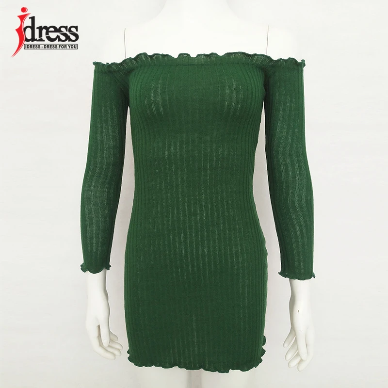 IDress Women Clothing Fashion 2017 Sexy Dress Club Wear Slash Neck Bodycon Dress Online Shopping Club Factory Party Knit Dresses (29)