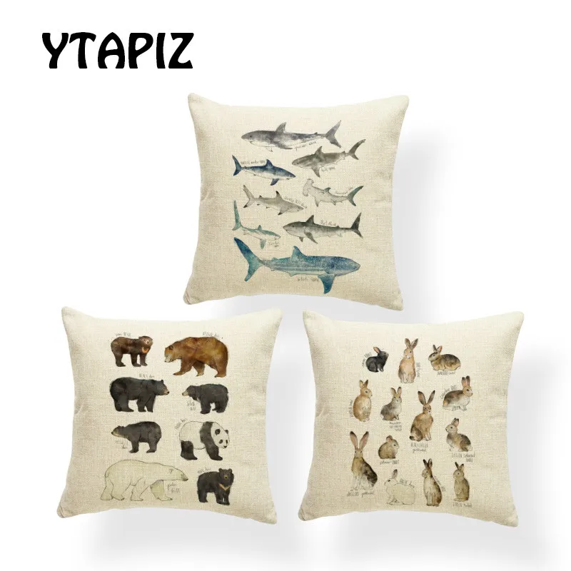

Animal Pillow Case Square 17x17 inches Polyester Letter Whale Panda Polar Bear Brown Sheep Cattle Fox Decoration Cushion Covers