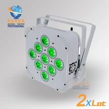 2X Лот Rasha Горячая 9 светодиодный s* 10 Вт 4в1 RGBW/RGBA беспроводной светодиодный плоский тонкий сценический свет Par для событий Вечерние