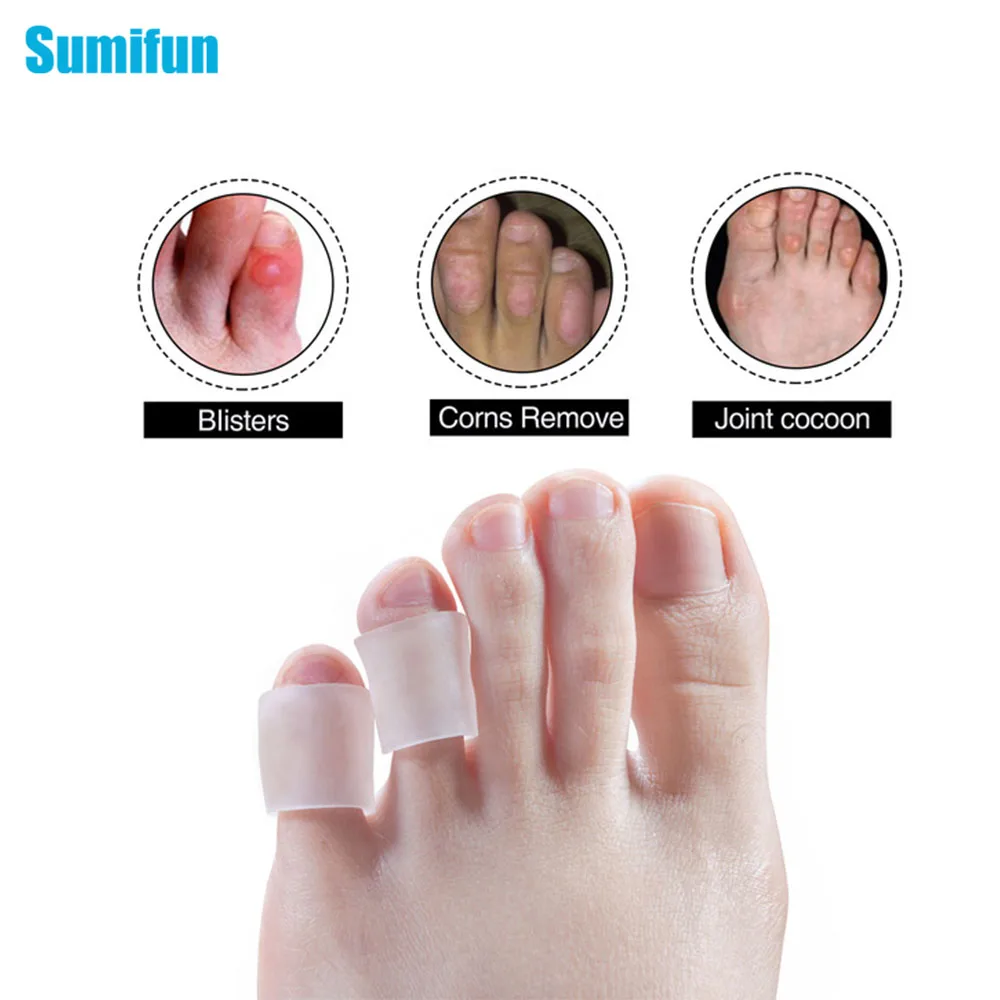 Sumifun 10Pcs/5Pairs Toe Separator Corn Protector Hammer Gel Sleeves Corn Eye Corrector Open Toe Tail Foot Care Tool D1328