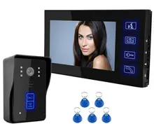 Freeship Tarjeta RFID Lector de HD Timbre con cámara resistente a la intemperie sistema de seguridad para el hogar 7 “Video Intercom Timbre de La Puerta Sistema de Teléfono