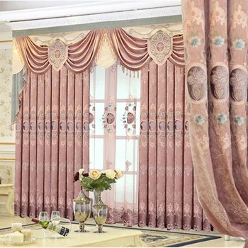 

Exquisite European-style Chenille Velvet Embroidery Curtains for Living Dining Room Bedroom.
